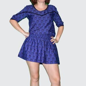 Maison Scotch S Blue leopard print mini dress NWT